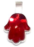 DIJE DE CRISTAL AUSTRIACO MANO DE FATIMA ROJO