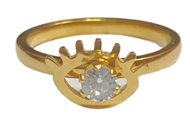 ANILLO DE ACERO DORADO OJO TURCO CON CUBIC TRANSPARENTE Nº 22