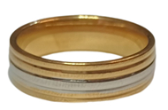 ANILLO DE ACERO CON LINEAS DE ACERO DORADO CINTA DE 6MM Nº30
