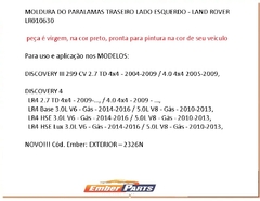 Moldura Do Para-lamas Traseiro Lado Esquerdo Discovery - Emberparts Comércio e Distribuição de Autopeças Land Rover