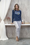 PIJAMA LARGO DAMA CON PANTALON A CUADRILLE TALLE ESP. (LE24315E)