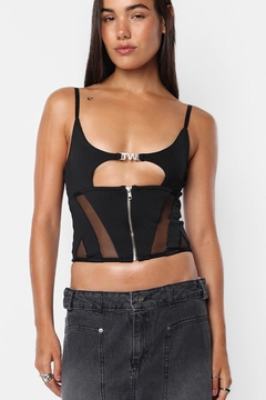 CORSET GHUST MICROFIBRA Y TUL C/ CHAPITA (TW00028)
