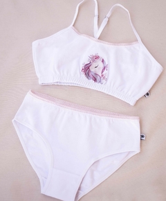 CONJUNTO NENA DE ALGODON TOP Y BOMBACHA TIRO CORTO ESTAMPA UNICORNIO (DO00839) - comprar online