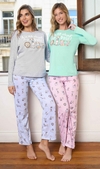 PIJAMA LARGO DAMA EST. VARIOS PERRITOS (LE25356)