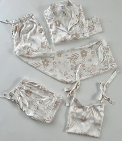 SET PAZ CON PANTALON LARGO CAMISA Y SHORT CON MUSCULOSA EN SEDA (VASETPA)