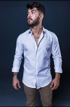 CAMISA PREMIUM WHITE FIO 120 Algodao Egipcio