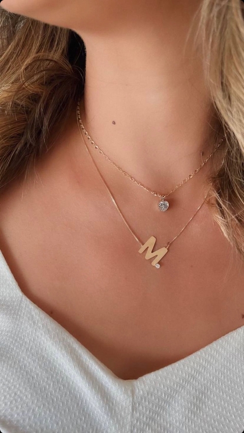 Colar Inicial Com Ponto De Luz Personalizado