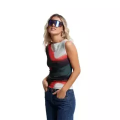 Musculosa Rusty Meshy Allover Mujer Verde Rojo en internet
