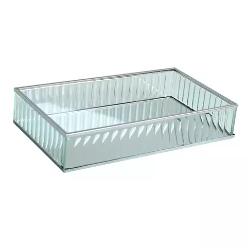 119829 Bandeja de Metal Com Espelho prateada 5714 - comprar online