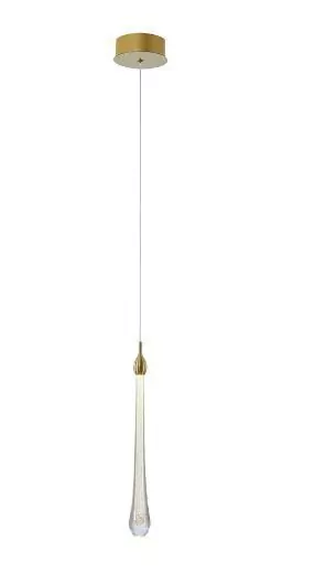 Pendente Goccia Dourado e Transparente (d)12cm (l) Cm (a)41cm 1x3w 3000k 160lm - OC002S