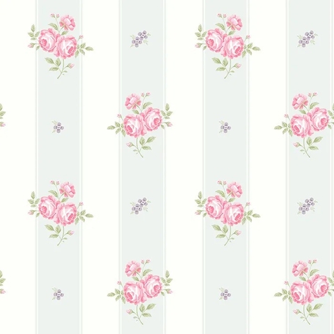 Alice - Listras com Rosas CÓDIGO: LL00340 FABRICANTE: QTP - THE PAPER PARTNERSHIP RAPPORT: 26,5CM METRAGEM: 10M X 53CM