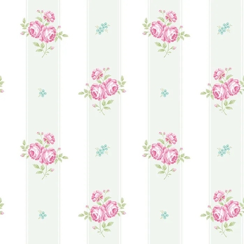 Alice - Listras com Rosas CÓDIGO: LL00347 FABRICANTE: QTP - THE PAPER PARTNERSHIP RAPPORT: 26,5CM METRAGEM: 10M X 53CM