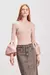 BLUSA BANDAGEM TRICOT MANGA TAFETA BALONE ROSA na internet