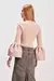 BLUSA BANDAGEM TRICOT MANGA TAFETA BALONE ROSA - loja online