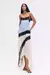 VESTIDO LONGO CETIM AZUL E GGT BEGE RENDA PRETO TIG - comprar online