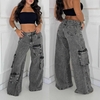 Calça Wide Leg Cargo Grafite - comprar online