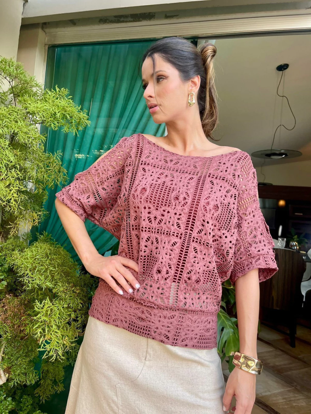 Blusa Crochê Capuccino