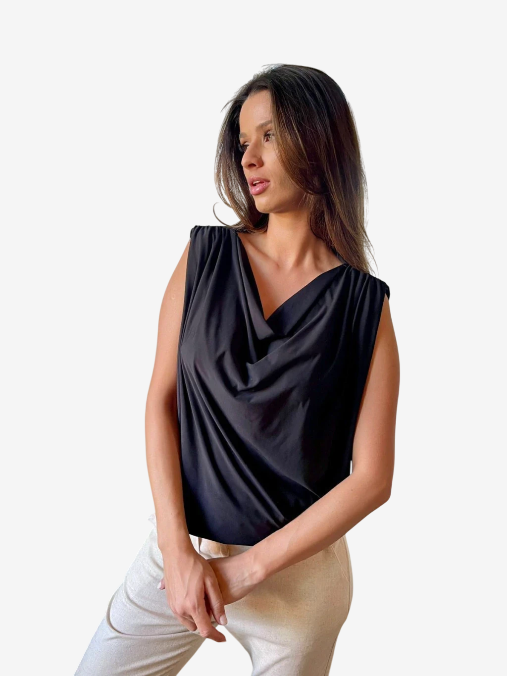 Blusa drapeada Marinho