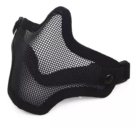 Máscara Meia Face Telada Cor Preta Para Airsoft Paintball