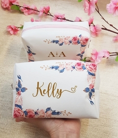 Necessaire Personalizada Flores Rosa - Atelie Patily