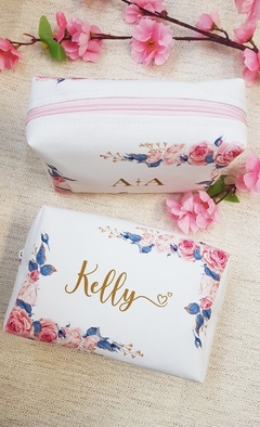 Necessaire Personalizada Flores Rosa
