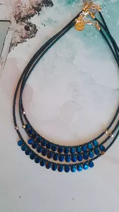 Collar tropical azul/dorado - comprar online