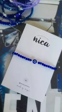 Pulsera cristales protectora azul marino
