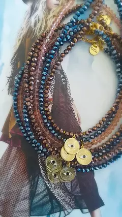 Collar Cristales y medalla Ojo Protector