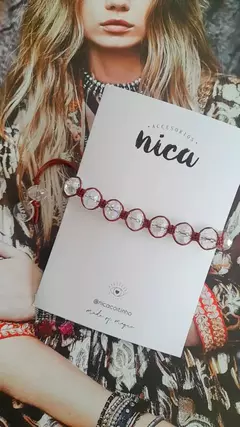 Pulsera macrame maxi cristal transparente