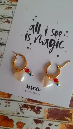 Aros Corazon perlas & Ojitos - comprar online