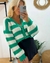 SACO DE LANA A RAYAS CON BOTON - tienda online
