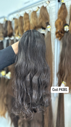 CABELO HUMANO CASTANHO NATURAL 60 CM 110 GRAMAS - ETIQUETA PRATA