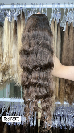 CABELO HUMANO CASTANHO NATURAL 65CM 142 Gramas - ETIQUETA PRATA