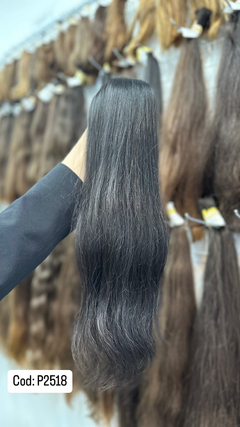 CABELO HUMANO CASTANHO ESCURO 55CM 87 GRAMAS - ETIQUETA PRATA