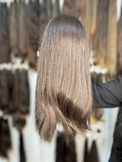 CABELO HUMANO CASTANHO 49cm e 143Gramas - ETIQUETA PRATA