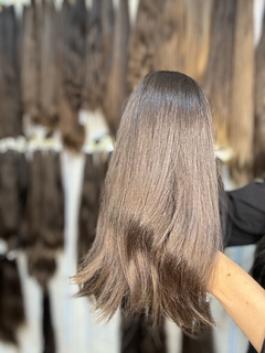 CABELO HUMANO CASTANHO 49cm e 143Gramas - ETIQUETA PRATA na internet