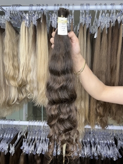 CABELO HUMANO CASTANHO NATURAL 65CM 142 Gramas - ETIQUETA PRATA na internet