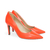 Scarpin Confort Salto Alto em Couro - Laranja - comprar online