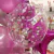 Globo de latex inflado con Helio Transparente con Confetti - LARGA DURACION Fucsia/Plata/Blanco
