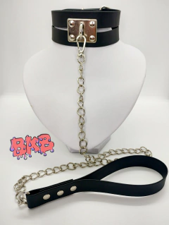 Choker black mate doble con pretal reforzado + correa