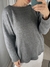 Blusa em tricô artesanal decote canoa modelo mais over com fio com toque macio cinza na internet