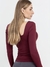 Blusa Decote Quadrado Manga Longa em Poliamida