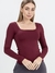 Blusa Decote Quadrado Manga Longa em Poliamida - loja online