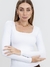 Blusa Decote Quadrado Manga Longa em Poliamida - Tipo Clari