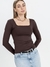 Blusa Decote Quadrado Manga Longa em Poliamida - comprar online