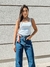 Calça ROBERTA Modelo Wide Leg lavagem escura cintura alta TIPO CLARI: DENIM - Tipo Clari