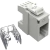 Conector Keystone Cat6 Furukawa fêmea Gigalan RJ45, mostrando a parte frontal e lateral do conector.