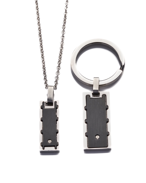 Llavero - Acero Italiano y Ceramica negra