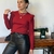 Blusa bordo con Volados 3575