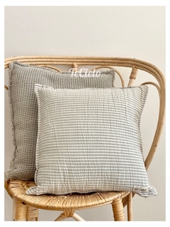 Almohadon Tusor Rayado Gris/Bco